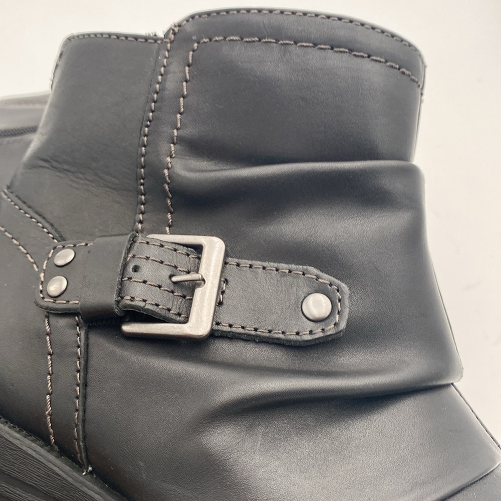 Earth Origins Black Ankle moto Boots women 9.5 leather casual office goth retro - Picture 11 of 14